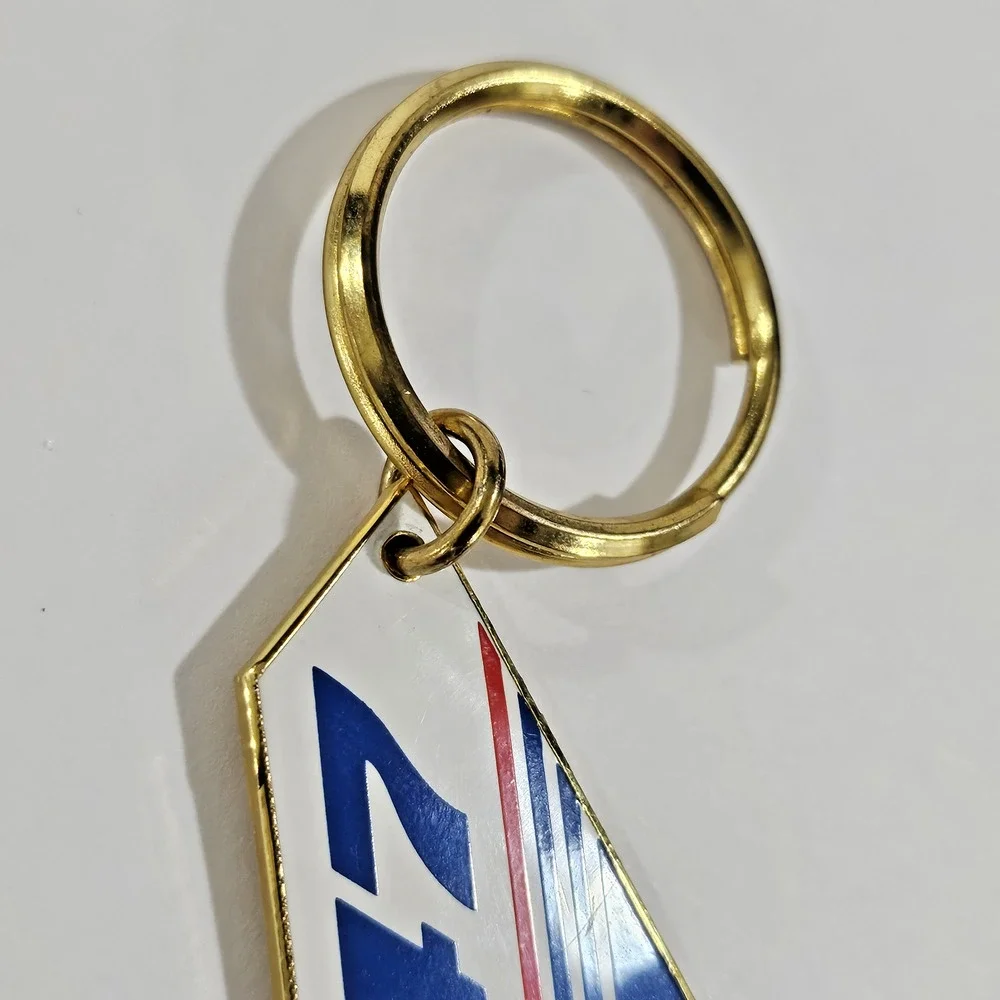 Vintage 747 Jet Airplane Tail Keychain Gold Tone Enamel Aviation Airline Pilot
